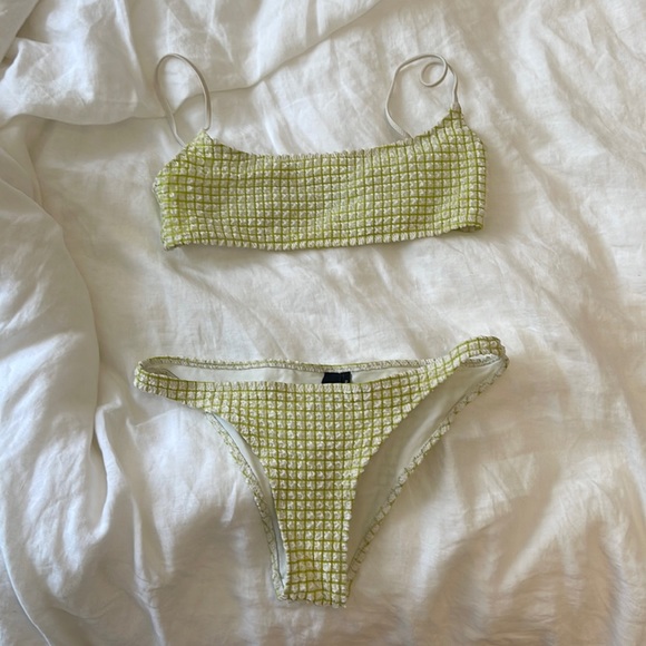 triangl swimwear Other - Triangl Bikini only worn once! Green and white checker small bottom medium top